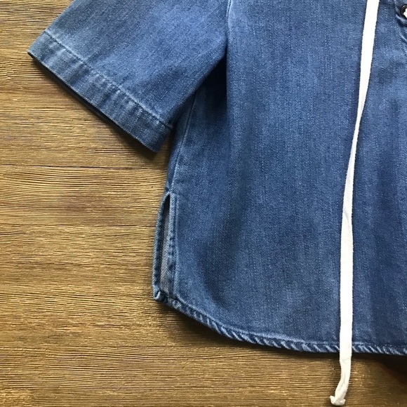 UO BDG Chambray Lace Up Crop Top - Picture 5 of 7